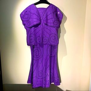 JSong Designer Purple Mermaid Fit Skirt and Blouse Set Size 16